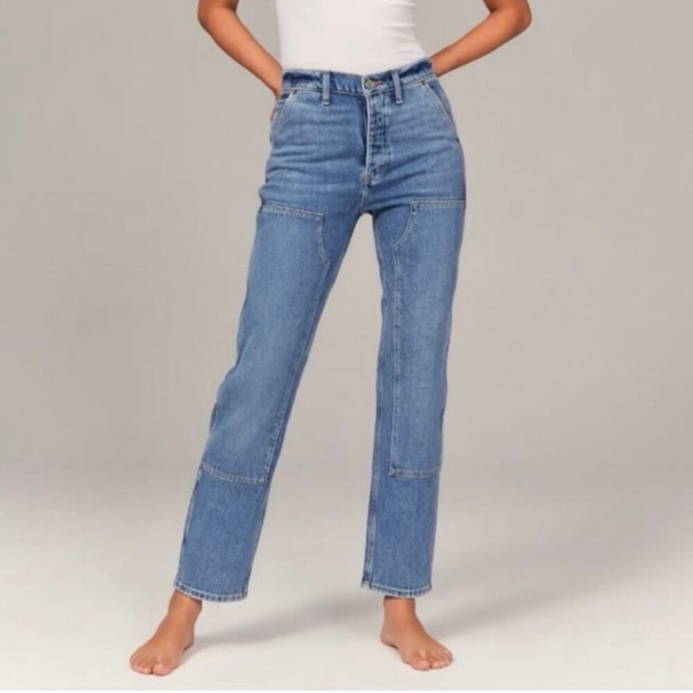 Abercrombie & Fitch curve love Dad High-Rise Carpenter jeans light wash size 8